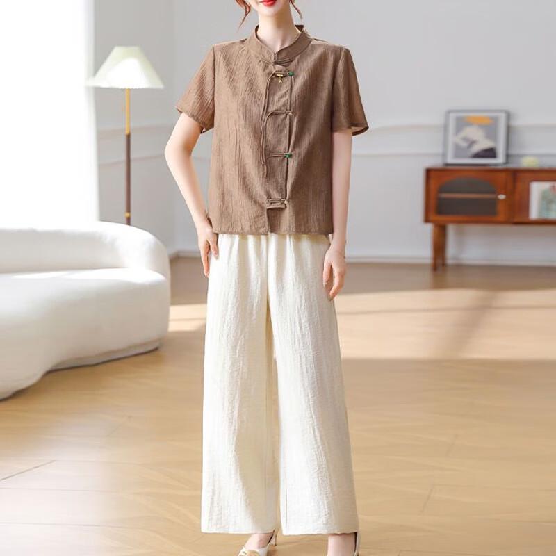 XUEXI Women s New Chinese Style Summer Outfit Set 4XL