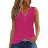 Women's Solid Color Casual Loose Pleated Shirt V Collar Button-down T-shirt Shirt Sleeveless Vest Top