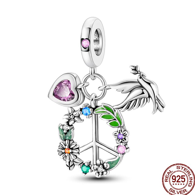 Copper Metal Bird Flying Wings Bee Plant Insect Colored Zircon Charm Bead Component Bead Components Ideal Designed For 3MM Authentic Original