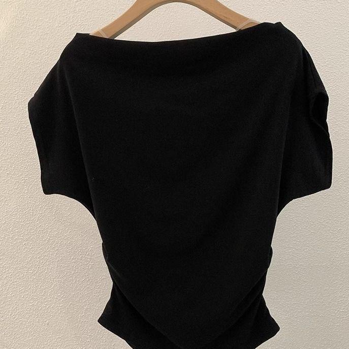 

Летний женский топ с открытыми плечами, в полоску, асимметричный, облегающий Large