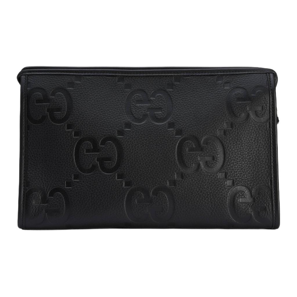 Gucci Jumbo GG Leather Clutch Large Mens Black
