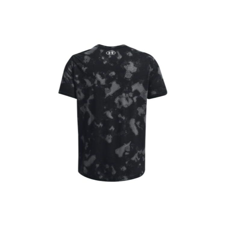 Under Armour SS23 All-Over Print Crew Neck T-Shirt Men Tops Black 1377928-001