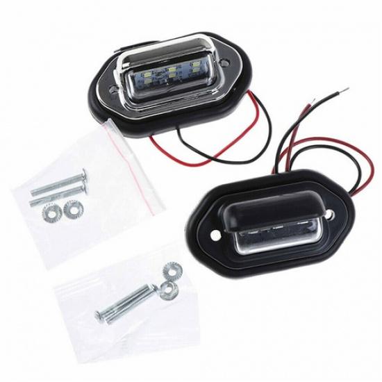 6LED White License Plate Light Side Marker Lamp For Car Truck Trailer SUV 2Pcs