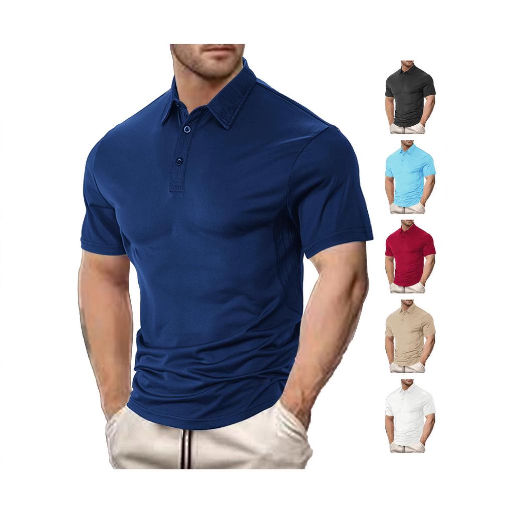 T-shirt da uomo a maniche corte temu europea e americana, moda estiva casual larga con colletto a revers in cotone perla polo