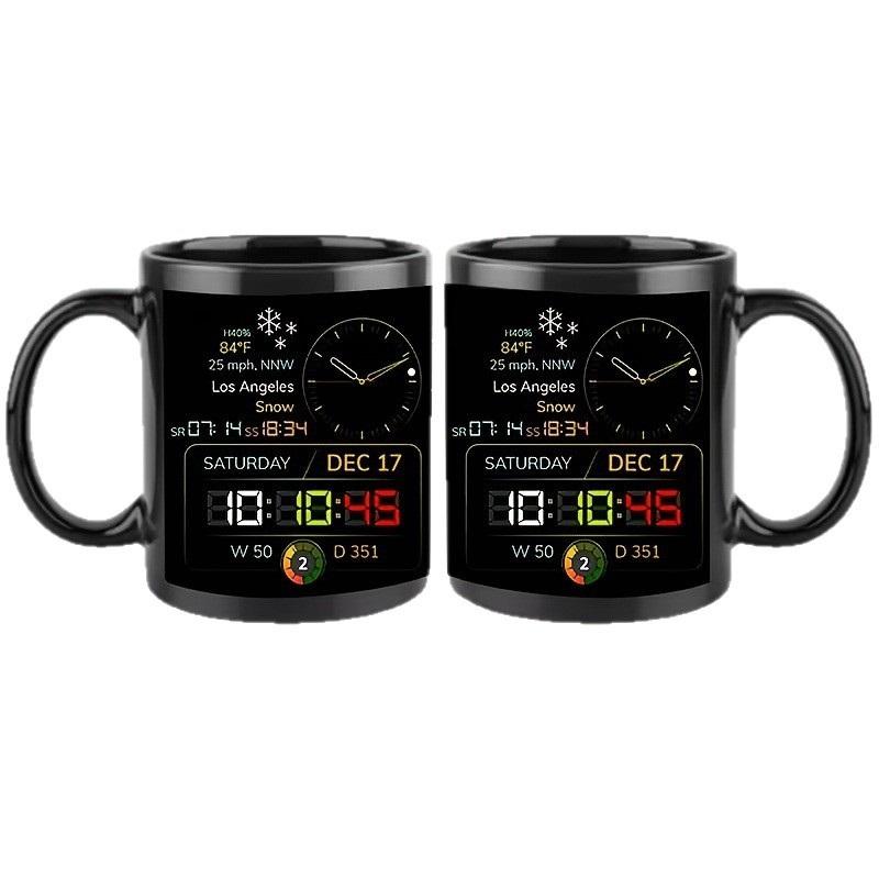 Tasse Schwarz Kreativ Zeit Große Kapazität Kaffeetasse Leichter Luxus Premium Sensoren Tasse mit Griff