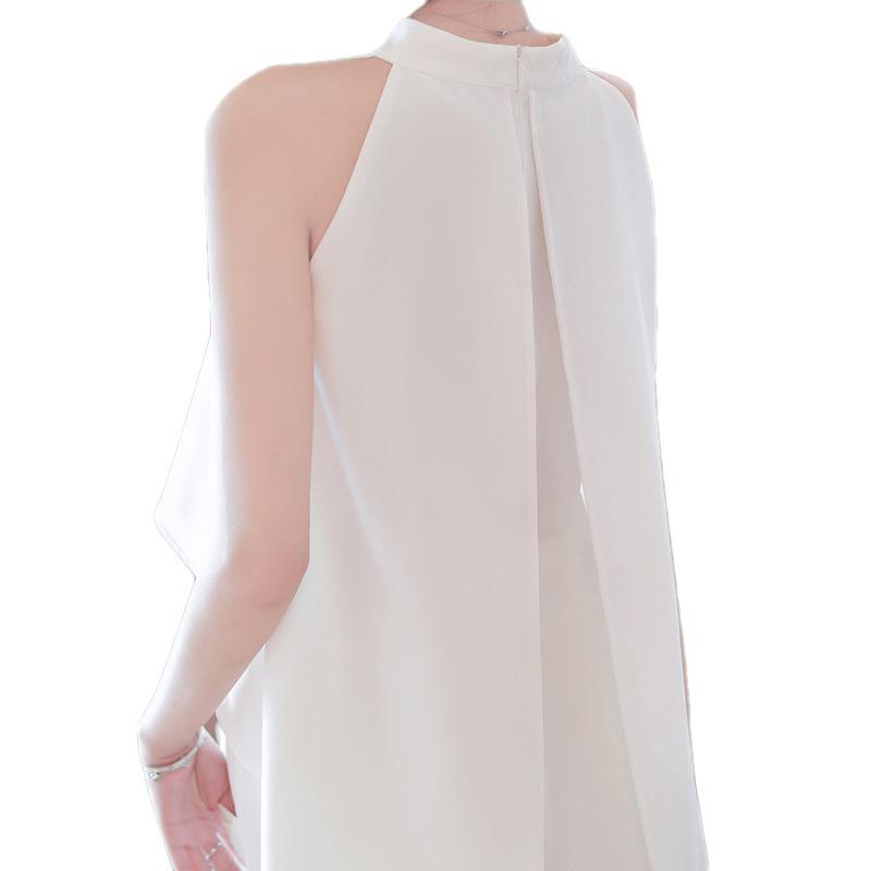 Eleganter einfarbiger Neckholder-Jumpsuit: Ärmelloses Oberteil & Weitbeinige Hosen für Damen