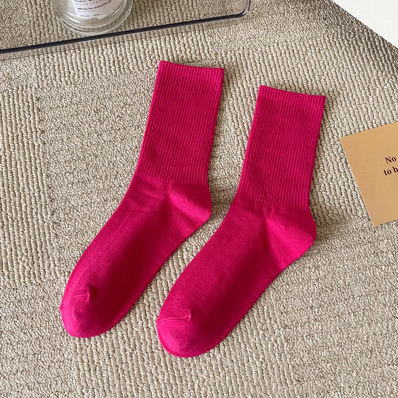 Women's Trendy Candy Color Thin Mid-Calf Socks - Colorful Japanese Style Summer Pile Socks
