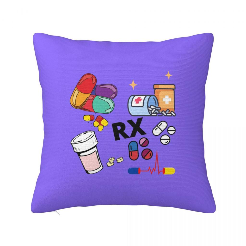 Pharmacy Pattern Pills RX Square Pillowcase Cushion Cover Pillow Case Throw Pillow Cover for Home Bedroom Car