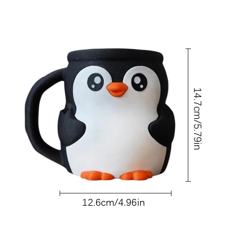 Sevimli Penguen Dondurma Pint Tutucu, 3D Baskı Dondurma Pint Kapları Antifriz Saplı Kaşıklar Bira Kutusu Bardak Kılıfı