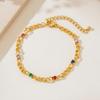 18K Gold Plated Stainless Steel Bracelet with Colored Zircon - Fashionable, Versatile, and Non-Fading