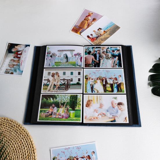 Photo Album 4x6 with 300 Pockets Linen Cover Picture Scrapbook with Front Window Slip-in Vertical Photo Book for Personalized Wedding Vacation Memory