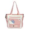 Sweet tote bag large capacity cute multi-compartment contrasting color shoulder bag messenger bag tutoring bag