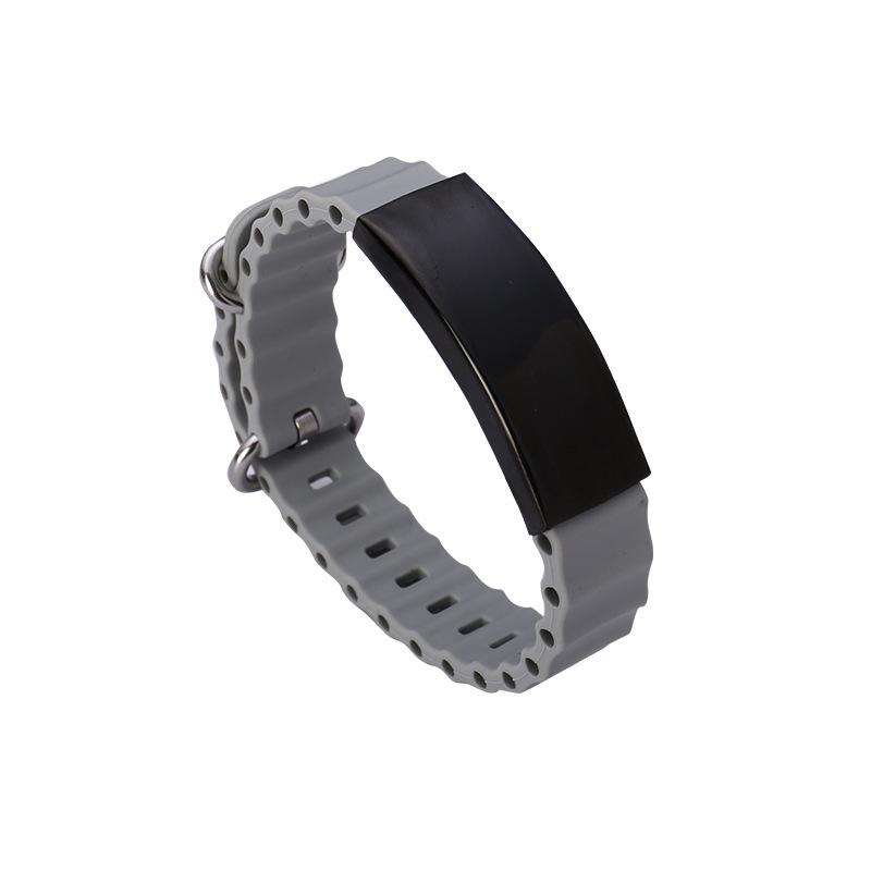 Engrave Logo Custom Name Bracelet Smooth Silicone Stainless Steel For Men Personality Jewelry