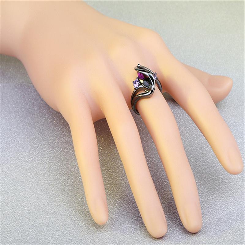 Sapphire Marquise Ring for Women in Black Gold Finish