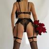 Set sesso Sexy donna francese ultrasottile stampa leopardata pizzo ricamato taglia piccola grande set tre pezzi