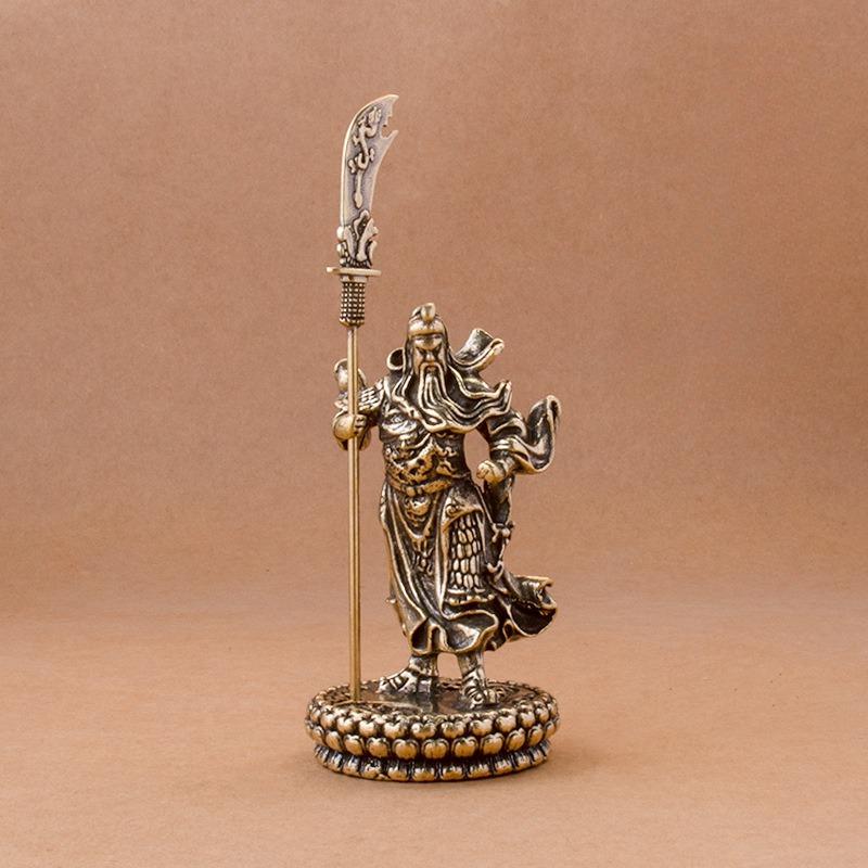 1 stück Kupfer Chinesische Feng Shui Guan Gong Statue Gott des Krieges Antike Skulptur Hause Dekoration Feng Shui Ornament Schreibtisch Dekor handwerk