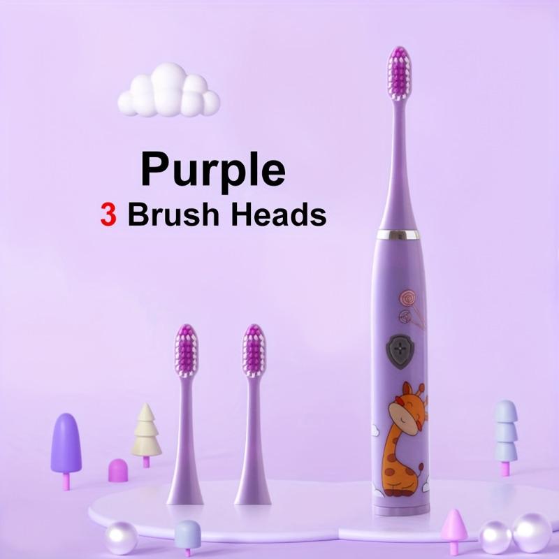 Battery-operated Electric Toothbrush, Comes with Three Electric Toothbrush Heads and Features A Cute Cartoon Exterior