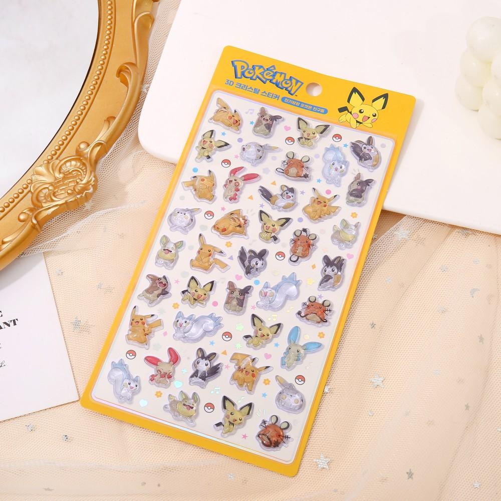 Pokemon Pikachu Stickers 3D Transparent Jelly Crystal Cartoon Anime Cute Decals For Diy Notebook Phone Diy Sticker Toy