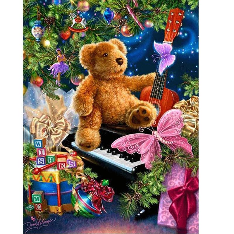 

5D Ручная алмазная живопись Мозаика Работа Игрушка медведь Полная площадь / круглый Бриллиантовая вышивка Подарок или украшение