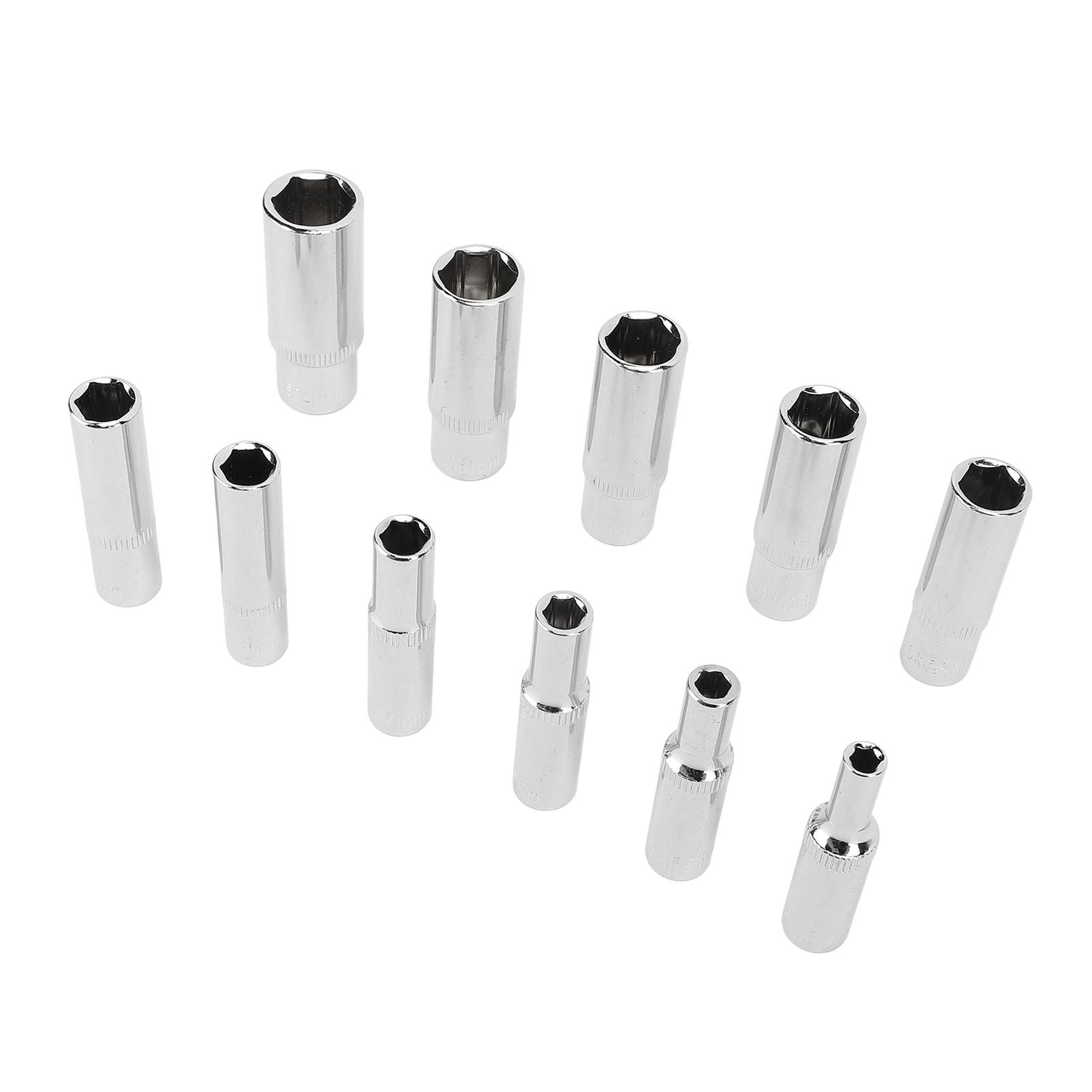 

Набор из 11 удлиненных головок 1/4 дюйма, шестигранные головки из хром-ванадиевой стали, 6-гранные глубокие головки, 414MM