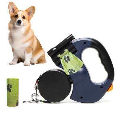 2Pcs Dual Retractable Dog Leash for Small Dogs 360-degree Tangle-Free Dog Walking Belt with LED Light And Poop Bags for Running Hiking Training
