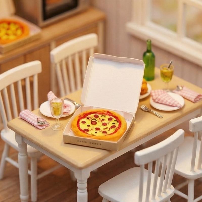 1/12 Doll House Miniature Pizza Set Food Play Model Figure With Realistic Design Safe Resin Figurine For Kid Pretend Play