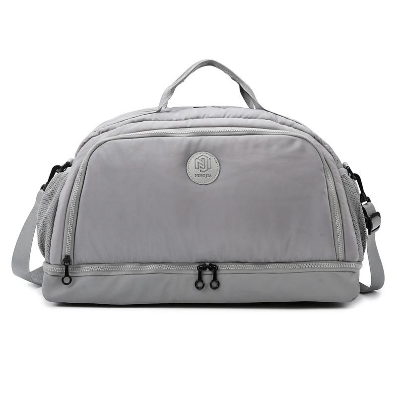 

Дорожная сумка женская большая вместимость для коротких поездок может быть повешена ручка тележки портативная сумка для хранения мужская с разделением на влажное и сухое плавание фитнес сумка серый