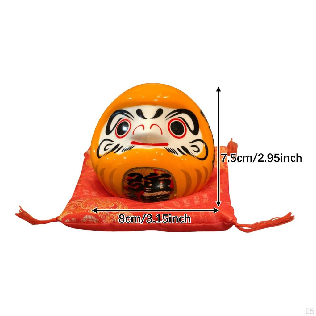 Ceramic Daruma Piggy Bank Desktop Decor Doll Japanese Figurine Saving Pot for Cafe