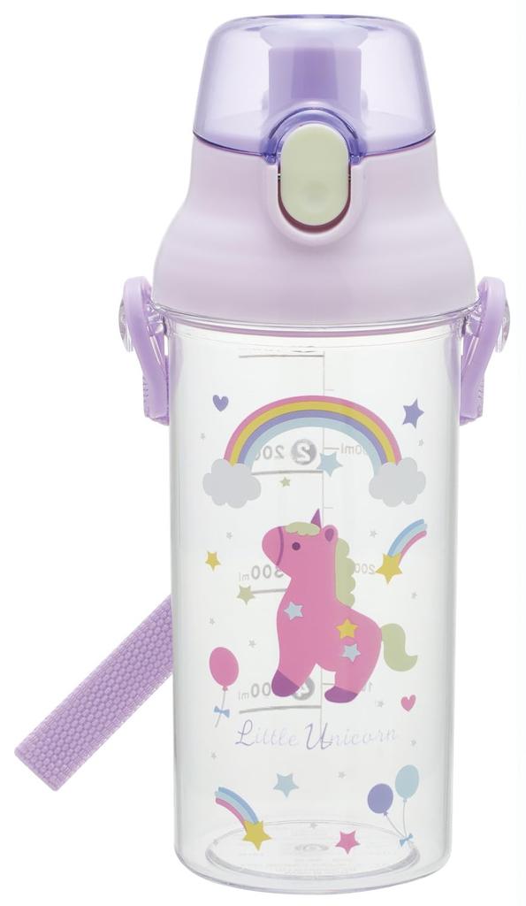 Skater Clear Plastic Water with Graduated Indications for Hydration Little Unicorn Kids' Bottle, 480ml, Management, Design, PSB5TRC-A