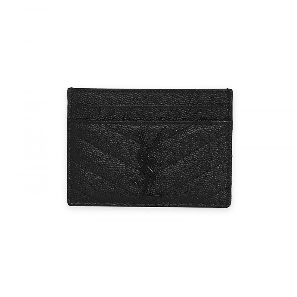 Saint Laurent Cassandra Monogram Matelasse Black Envelope Small Card Holder 423291 Bow08