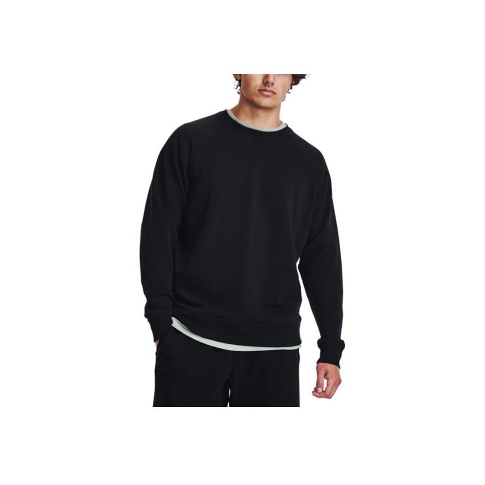 Under Armour Solid Color Cotton Knit Crew Neck Training Sweatshirt Men Sweatshirt Black 1379685-001