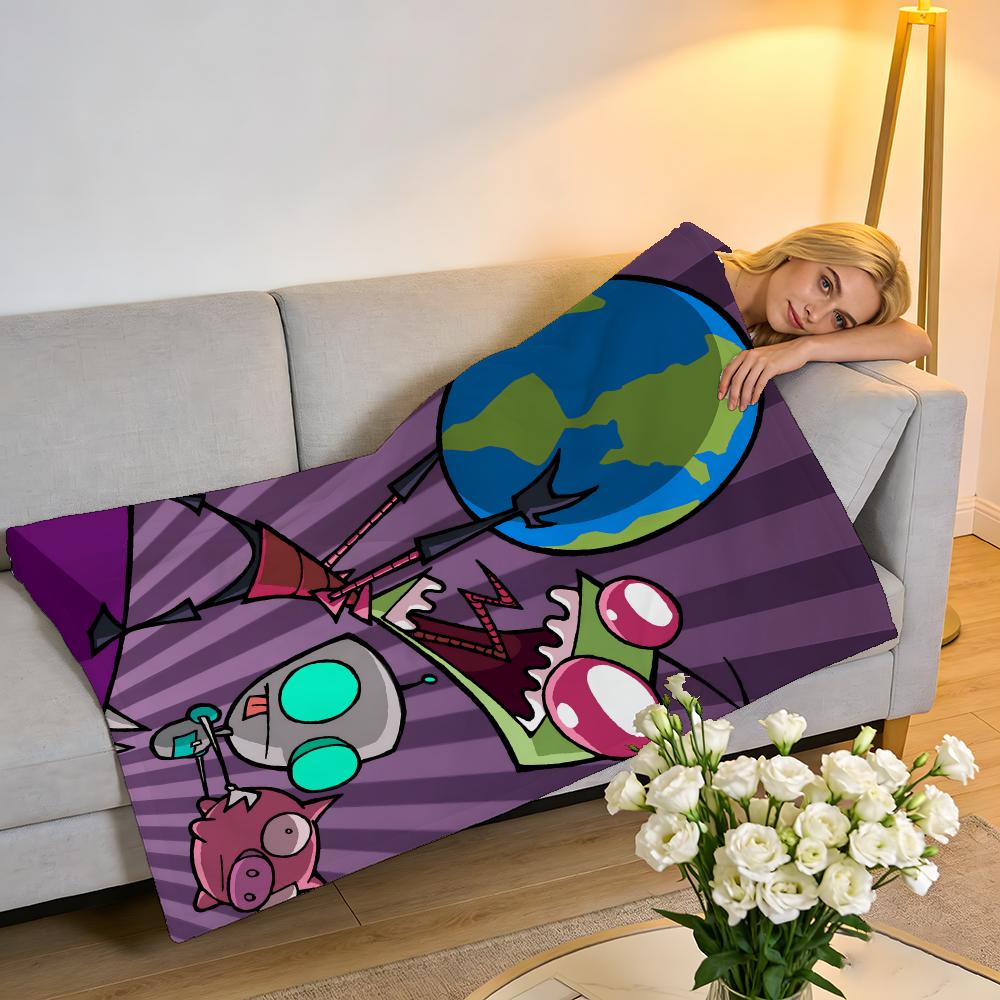 Throw High-Density Short Plush Blanket For Sofa Nap Air-Conditioned Room Soft Skin-Friendly Animation Invader ZIM