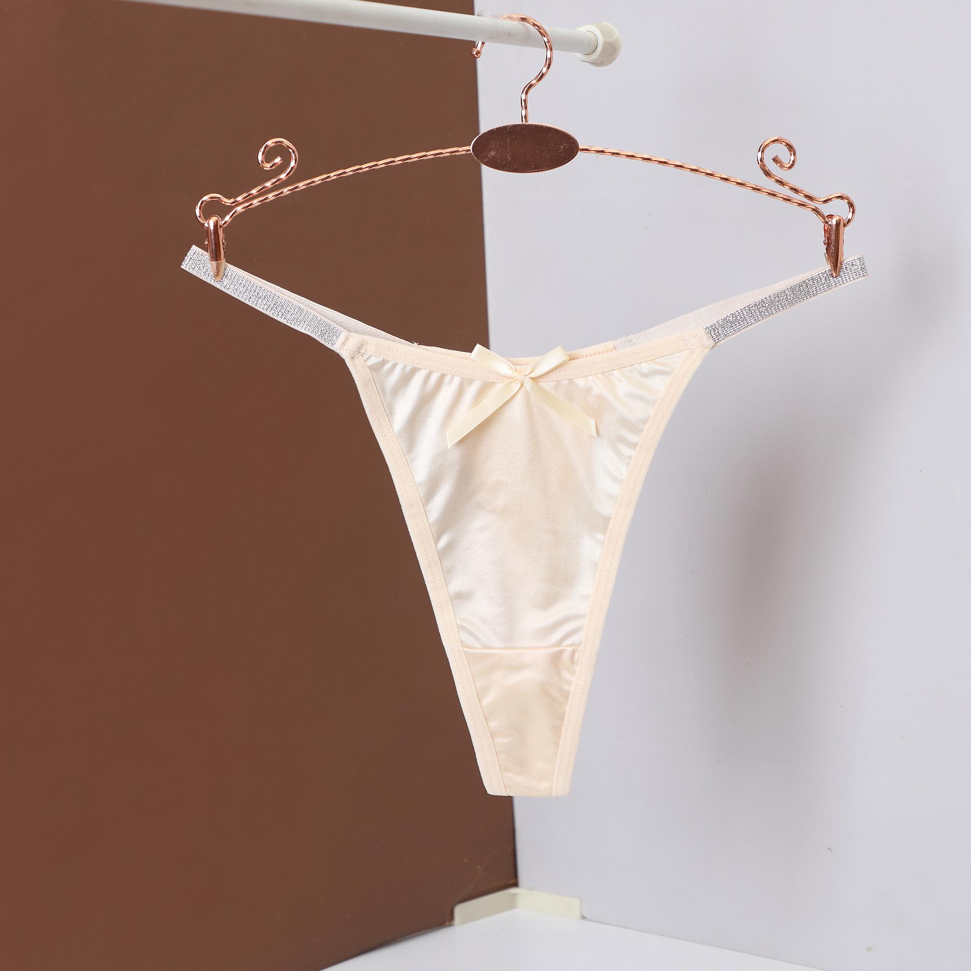 

Очаровательные серебристые ленты, низкая посадка, роскошные трусики-стринги для женщин Large абрикосовый