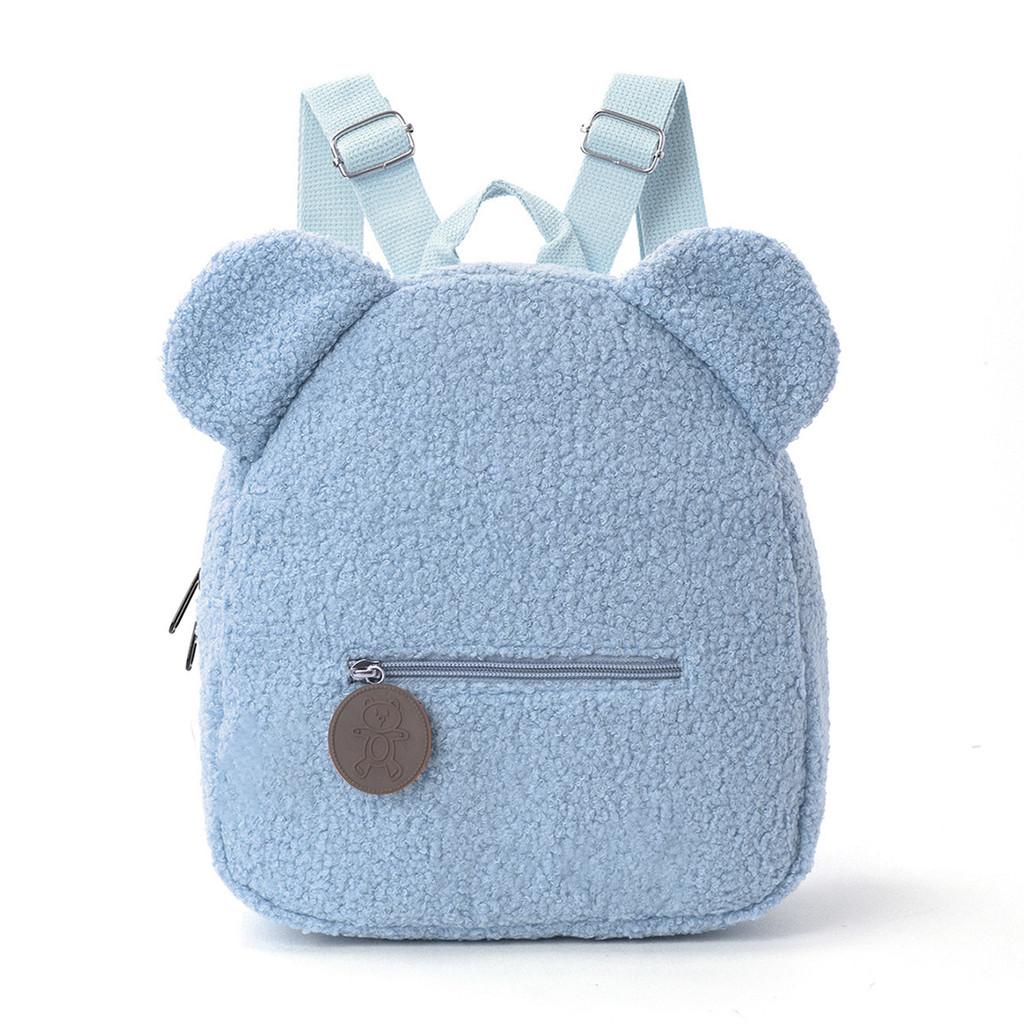 Plüschbär mit Ohren Kinderrucksack mit gestickten Buchstaben für den täglichen Gebrauch