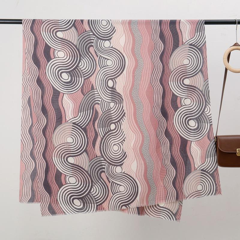 Wave skin-friendly velvet, skin-friendly and warm in new autumn and winter, imitation cashmere printed scarf, geometric versatile cape
