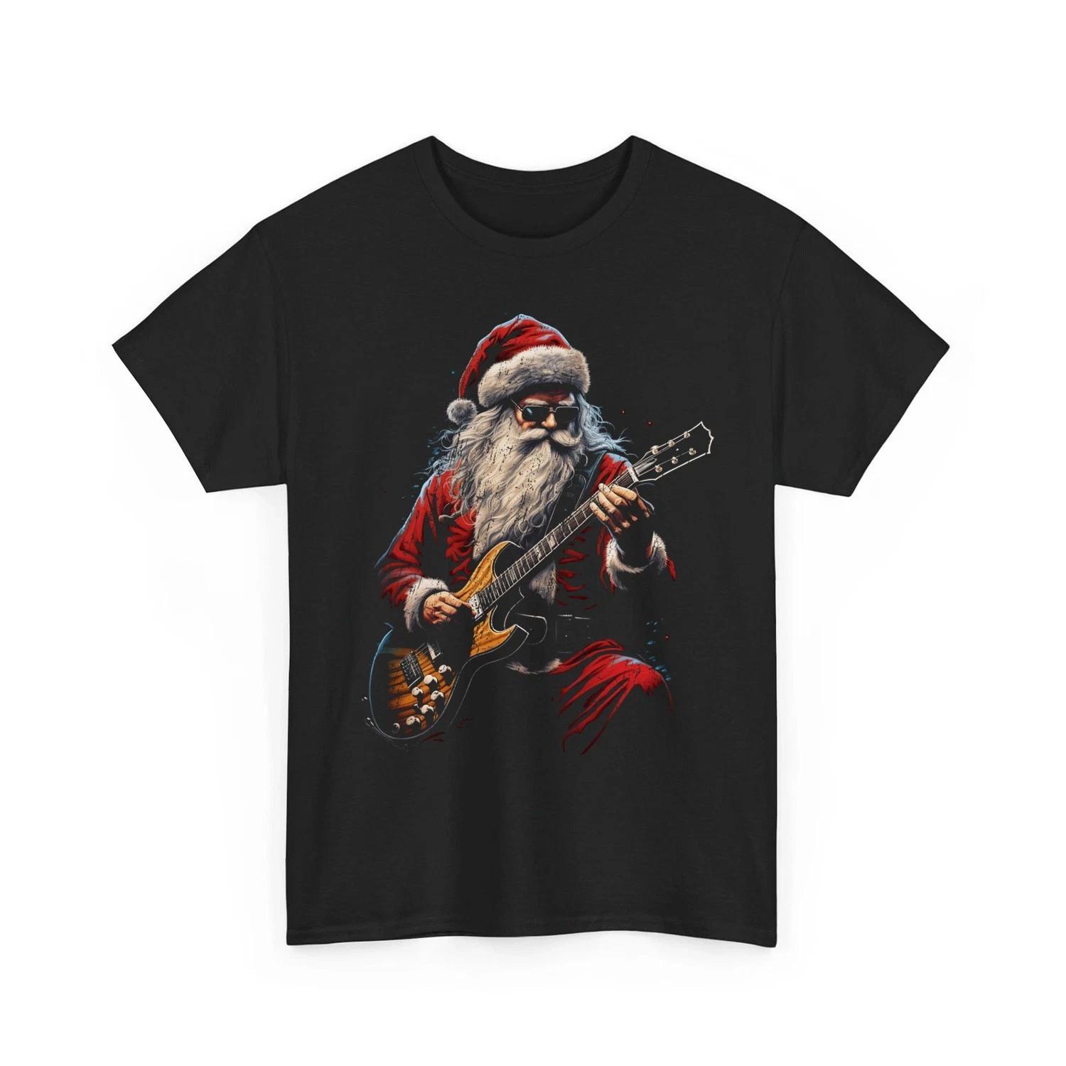 Rock Guitar Santa Claus Playing Guitar - Funny Christmas Unisex T-Shirt M