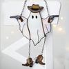 Halloween Ghost Suncatcher Stained Glass Acrylic Window Hanging Light Catcher Cute Cowboy Ghost Decoration for Home Office Kitchen Living Room Wall