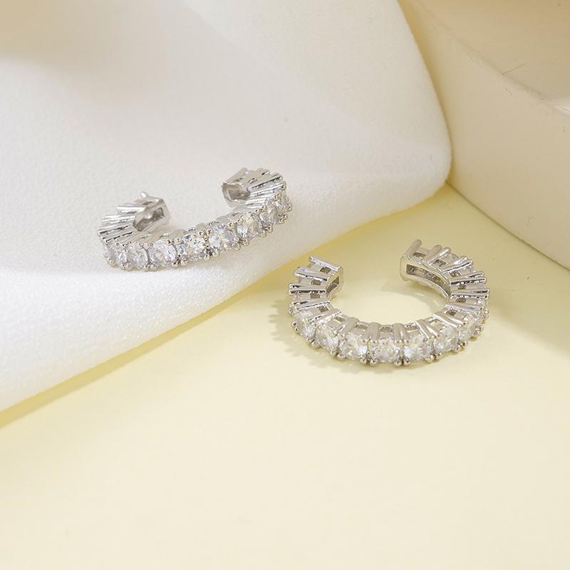 2Pcs Full Rhinestone Zircon Ear Cuff Ear Clip For Women No Pierced C Shape Earcuff Ear Wrap Earcuff Clips Jewelry Gifts