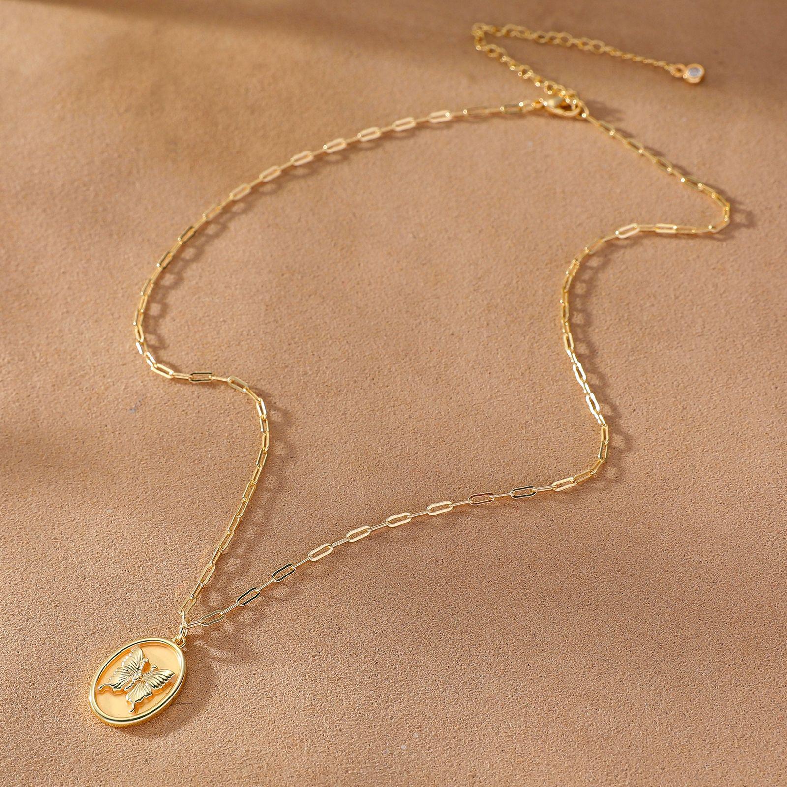 18K Gold Plated Cross and Butterfly Fragrance Pendant Necklace