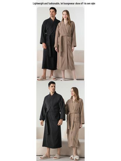 Cozy Velvet Bathrobe: Unisex Fleece-Lined, Thick Warmth for Autumn & Winter