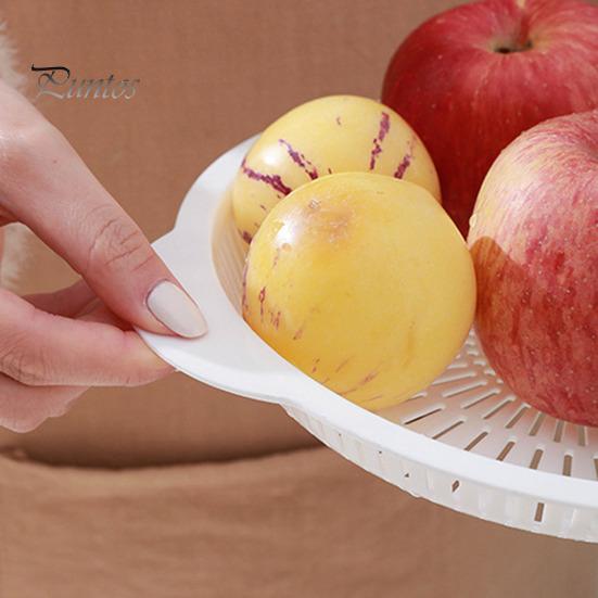 Runde Abtropfplatte für die Küche mit zwei Griffen, Lebensmittelqualität, großes Fassungsvermögen, multifunktionale Abtropfplatte für Gemüse und Obst, Sieb, Siebkorb