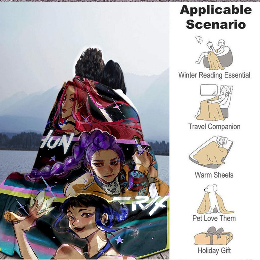 1pc Huntrix, K POP Soft Comfortable Blanket Digital Print, All Season Multipurpose Knit Fabric Bedding, Office, Sofa Home Decor Blanket