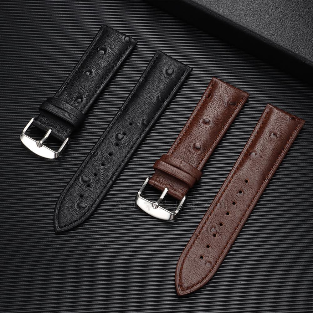 Ostrich Pattern Leather Strap Suitable for Various Brands of Smart Straps First Layer Leather Strap 18/19/21/20/22mm