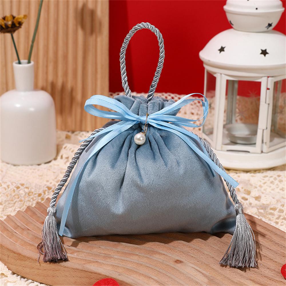 Velvet Candy Box Gift Bag Velvet Cloth Drawstring Tassel Bag Wedding Party Candy Pouches Wedding Party Fashion Drawstring Pocket
