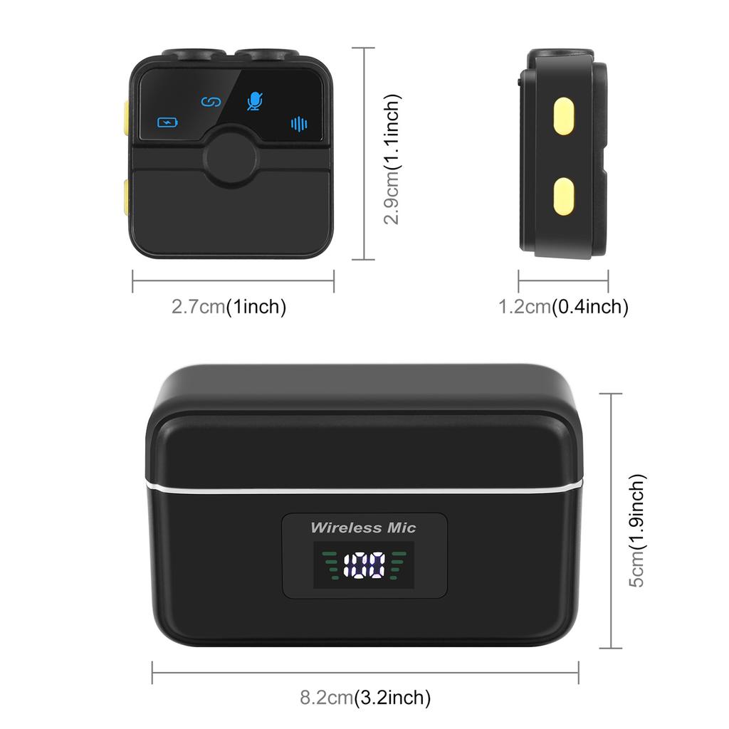 Wireless Lavalier Microphone with 2 Microphone Magnetic Or Clip on Mics Plug and Play Lightweight Digital Display