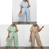 Elegant Plain Color Twopiece Suit With Splicing Design For Women Casual Office Wear