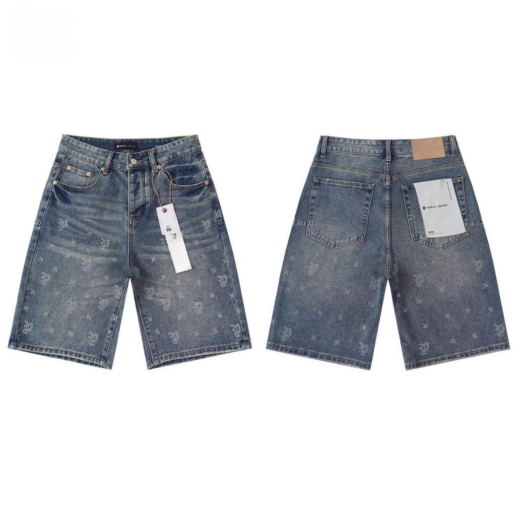 LUXEONDenim Shorts Mens Women with Stunning Rhinestone Sunburst Design High Quality Casual Summer Shorts