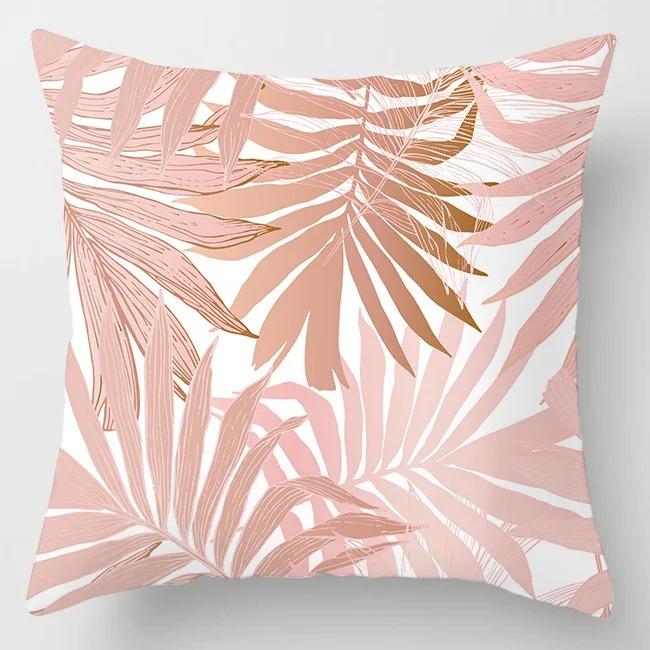 2D Flat Printed Pink Rose Floral Peach Skin Cushion Cover Romantic Flower Decorative Pillowcase For Sofa Bed Room Home Decor