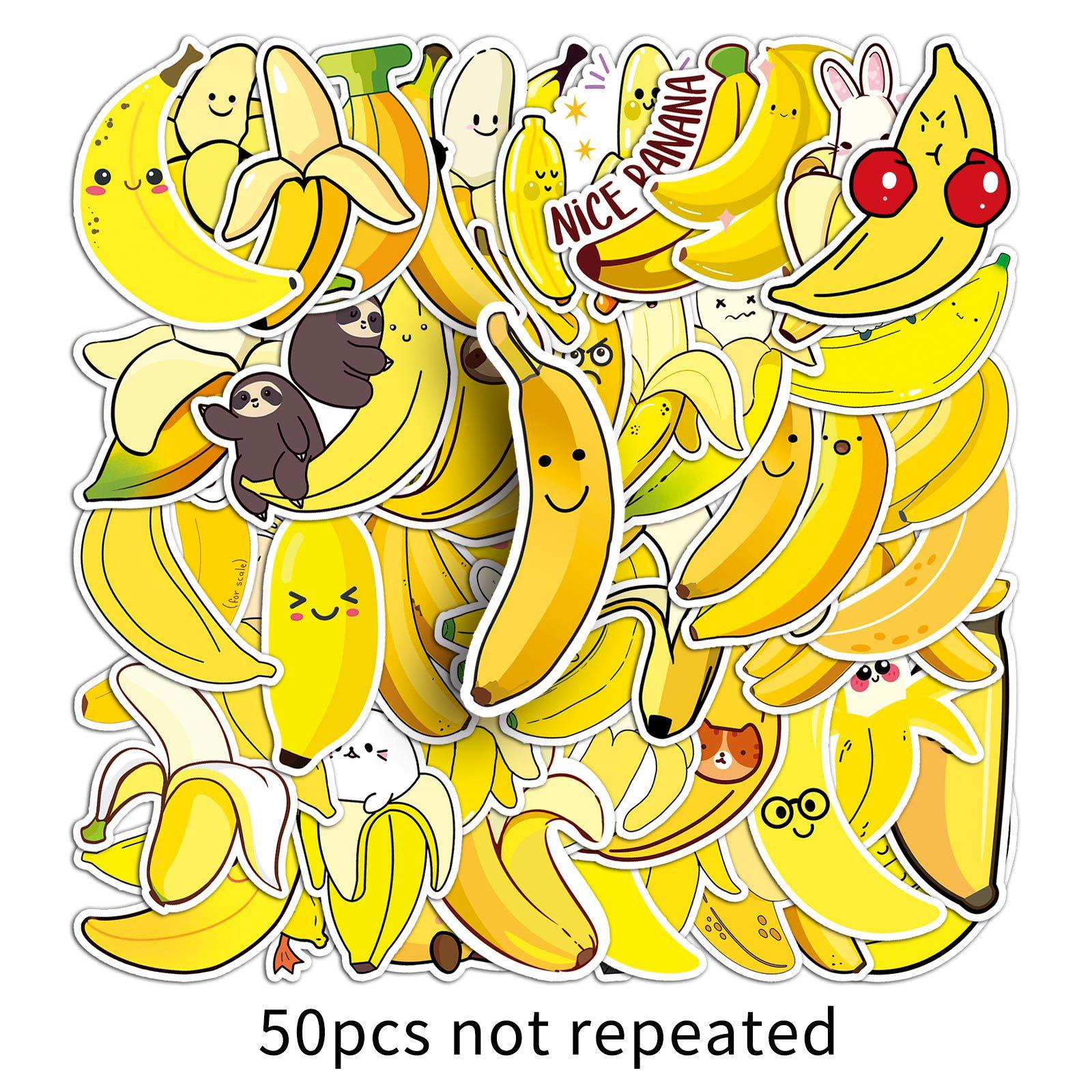 50pcs Banana Fruit Luggage Stickers for Laptop, Car, Trendy Graffiti Decorations