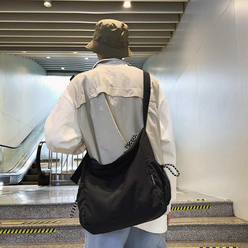 Повседневная нейлоновая сумка через плечо для мужчин и женщин чёрный — фото 18